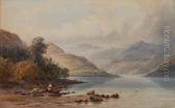 Loch Ericht Looking North East Oil Painting by Anthony Vandyke Copley Fielding