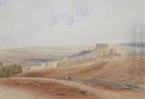 Chateau Near Dieppe; The Wye From Rhayder Oil Painting by Anthony Vandyke Copley Fielding