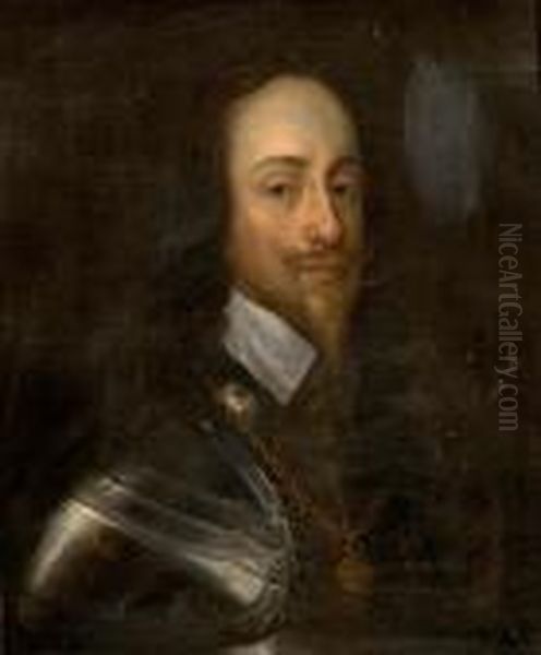 Shoulder Length Portrait Of Charles I Inarmour Oil Painting by Anthony Vandyke Copley Fielding