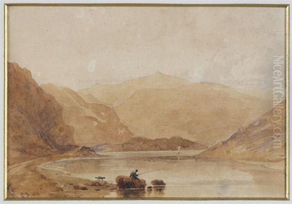 Llyn Dinas Oil Painting by Anthony Vandyke Copley Fielding