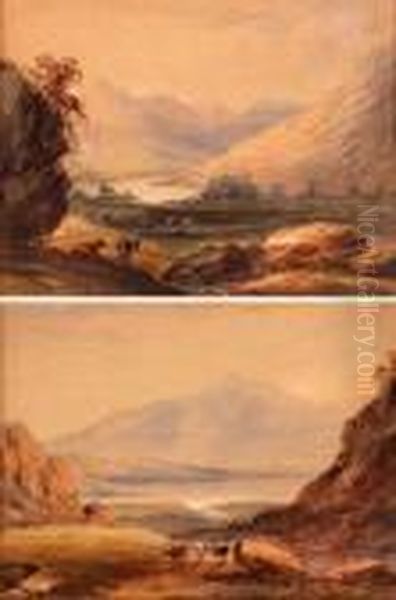 Extensive Landscapes With Lake Oil Painting by Anthony Vandyke Copley Fielding