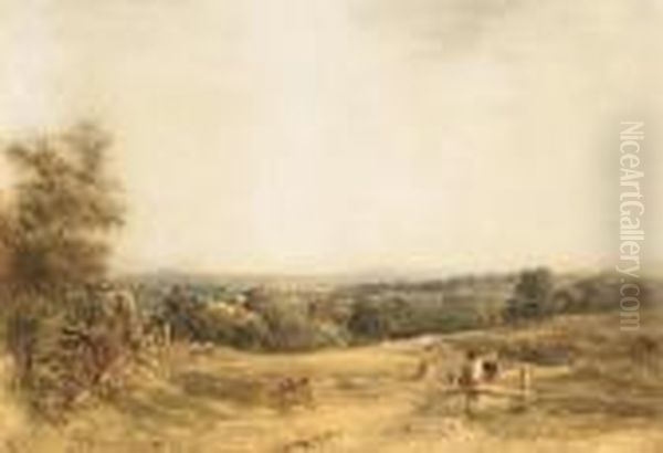 Figures Resting In The Countryside Oil Painting by Anthony Vandyke Copley Fielding