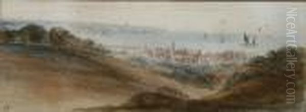 Landscape Sketch, And Another Similar Oil Painting by Anthony Vandyke Copley Fielding