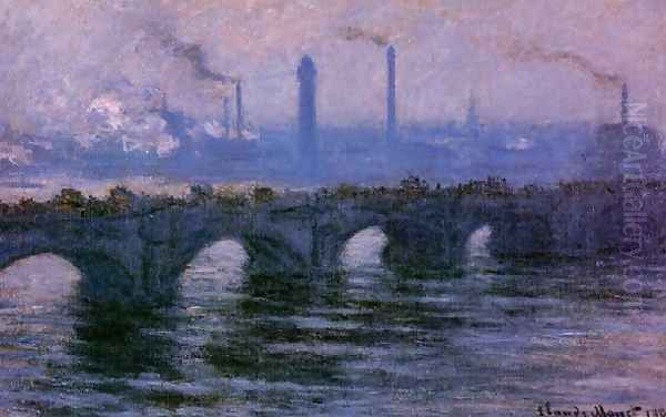 Waterloo Bridge Overcast Weather2 Oil Painting by Claude Oscar Monet