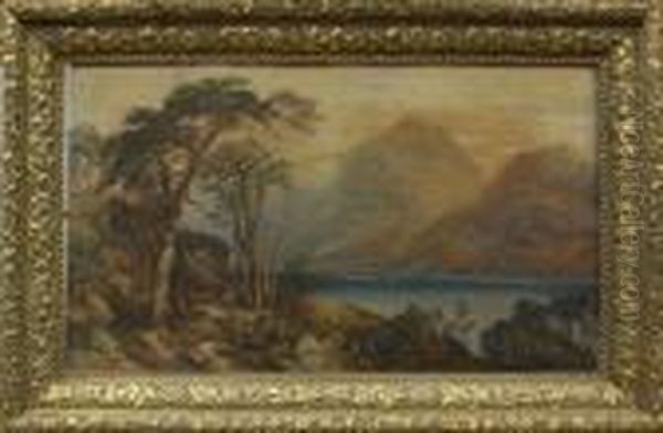 Figures In An Extensive Landscape Oil Painting by Anthony Vandyke Copley Fielding