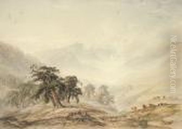 Mists Rising From The Valley Above Loch Maree Oil Painting by Anthony Vandyke Copley Fielding