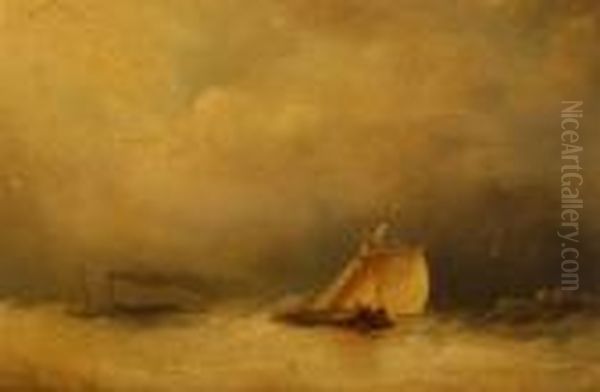 Shipping Near A Harbour Oil Painting by Anthony Vandyke Copley Fielding