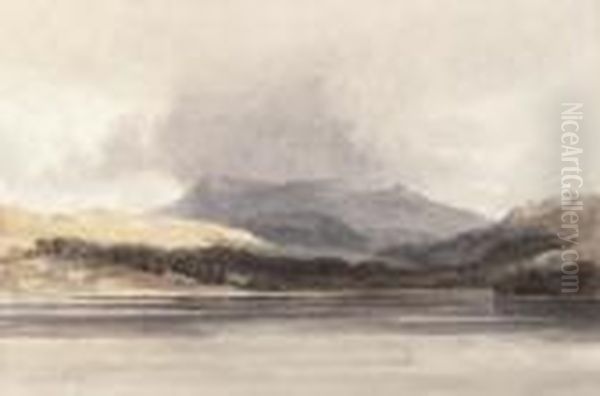 A Quiet Day On The Loch Oil Painting by Anthony Vandyke Copley Fielding