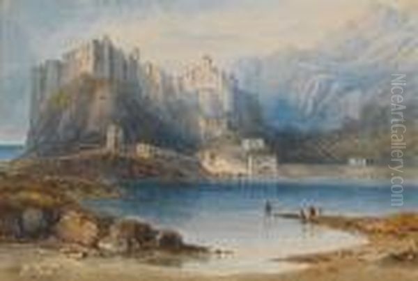 The Castle Of Monaco, Near Genoa Oil Painting by Anthony Vandyke Copley Fielding