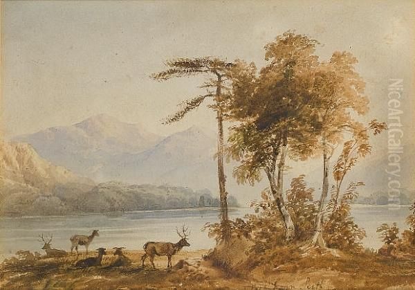 Loch Earn, Perth Oil Painting by Anthony Vandyke Copley Fielding