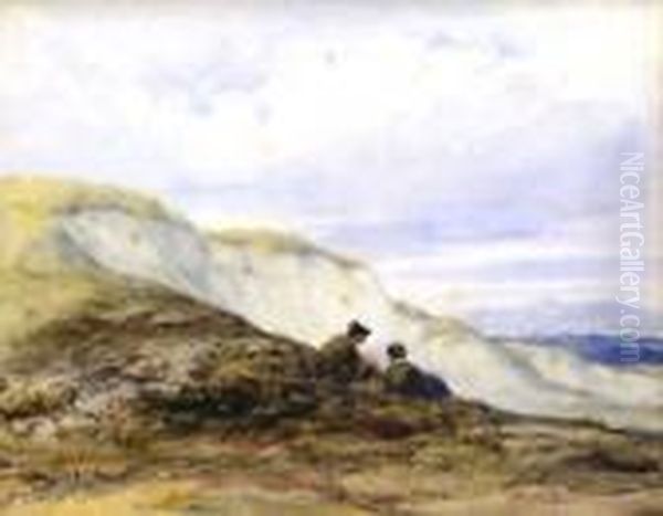 Sitting On The Hillside Oil Painting by Anthony Vandyke Copley Fielding