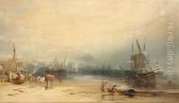 Low Tide, Dover Oil Painting by Anthony Vandyke Copley Fielding