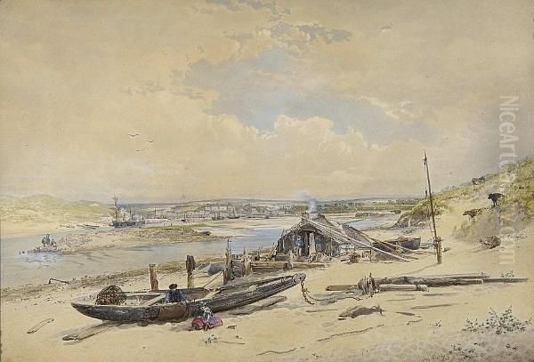 Hayle, Cornwall Oil Painting by Anthony Vandyke Copley Fielding