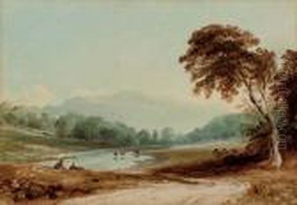 On The Wye Oil Painting by Anthony Vandyke Copley Fielding