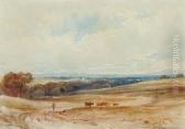 An Extensive Landscape With Cattle And A Drover Oil Painting by Anthony Vandyke Copley Fielding