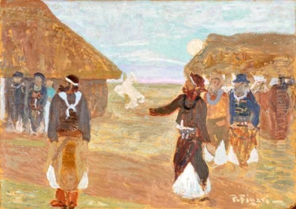 Jugando A La Taba Oil Painting by Pedro Figari