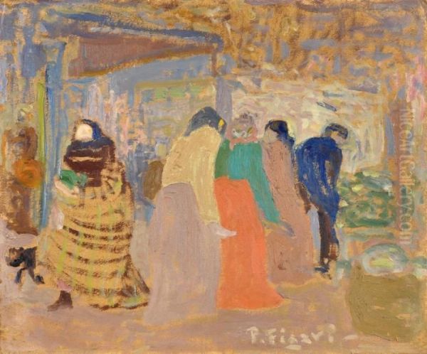 Apunte-antiguo Mercado Oil Painting by Pedro Figari