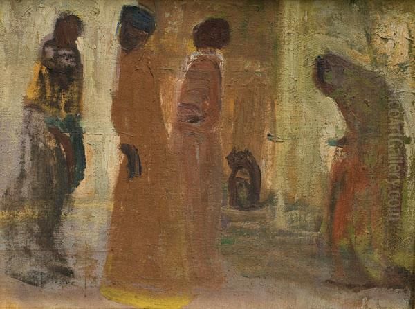 En El Patio Oil Painting by Pedro Figari