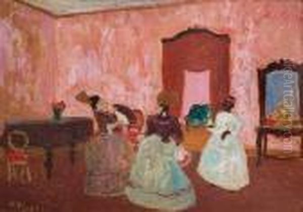 Salon Federal Oil Painting by Pedro Figari