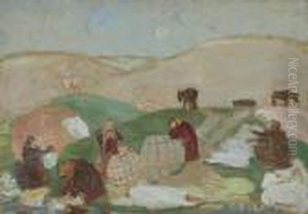 Lavanderas Oil Painting by Pedro Figari