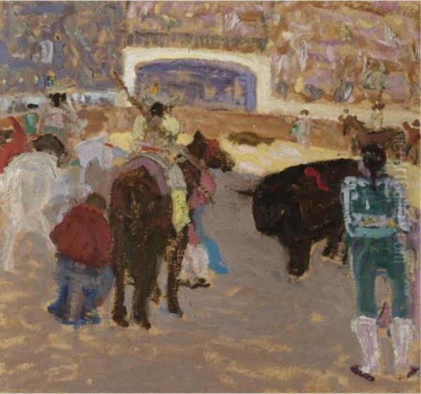 Toros Oil Painting by Pedro Figari