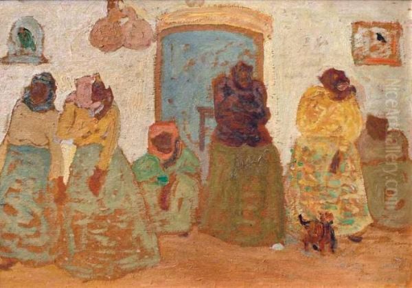 La Noticia Oil Painting by Pedro Figari