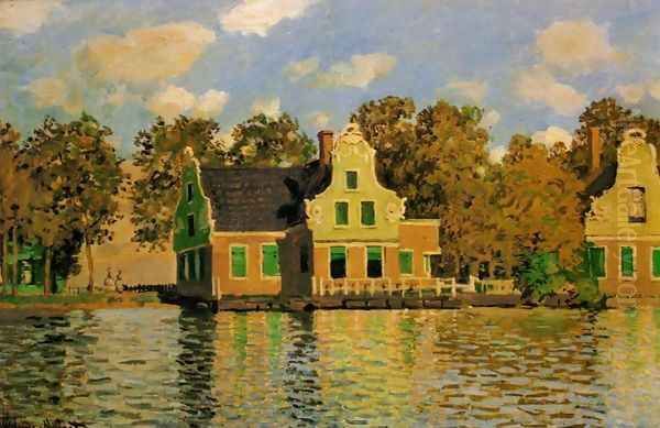 Houses On The Zaan River At Zaandam Oil Painting by Claude Oscar Monet