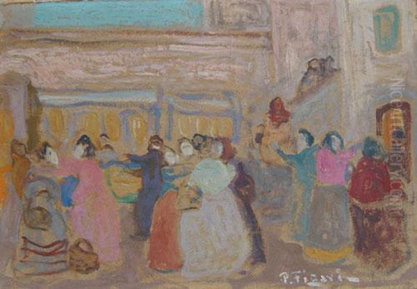 El Mercado Oil Painting by Pedro Figari