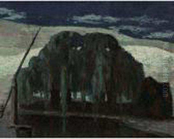 La Ciguena Oil Painting by Pedro Figari