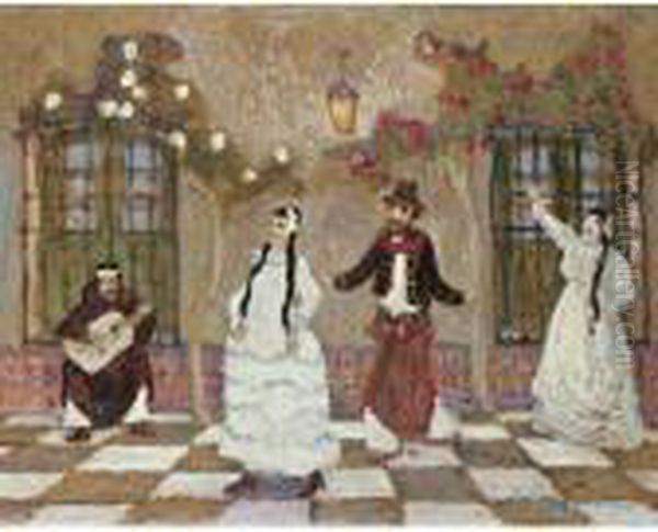 Chacarera Oil Painting by Pedro Figari