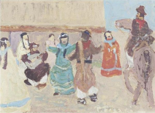 Baile Frente Al Rancho Oil Painting by Pedro Figari