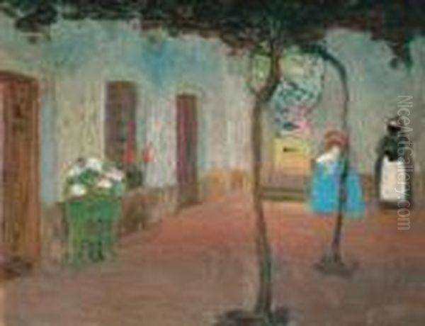 El Patio Oil Painting by Pedro Figari