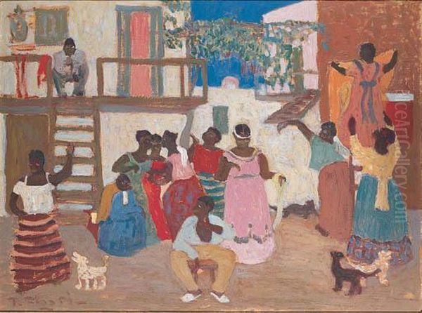 Preparando El Candombe Oil Painting by Pedro Figari