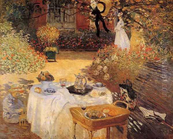 The Luncheon (Monet's Garden At Argenteuil) Oil Painting by Claude Oscar Monet