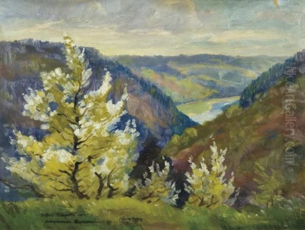 River Valley Landscape Oil Painting by Stefan Filipkiewicz