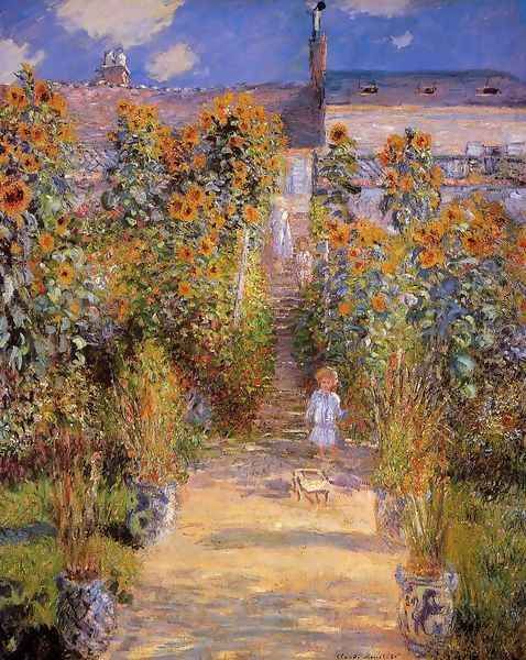 Monets Garden At Vetheuil Oil Painting by Claude Oscar Monet