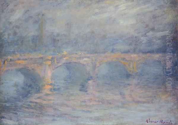 Waterloo Bridge At Sunset Pink Effect Oil Painting by Claude Oscar Monet