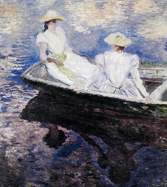 Girls In A Boat Oil Painting by Claude Oscar Monet