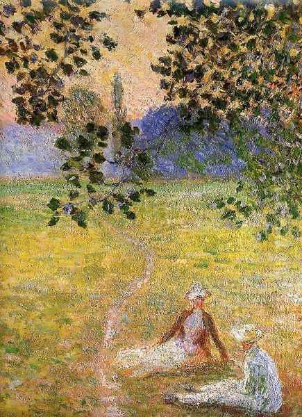 Evening in the Meadow at Giverny (detail) Oil Painting by Claude Oscar Monet