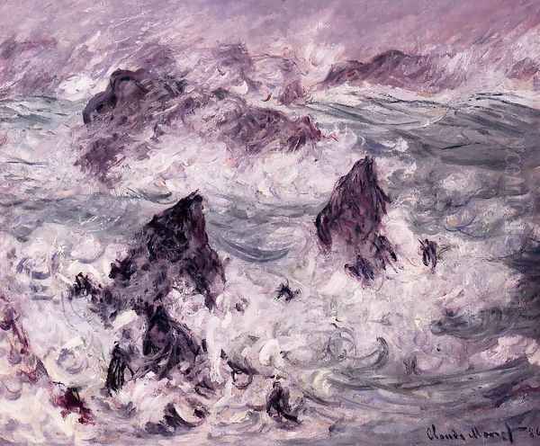 Storm At Belle Ile Oil Painting by Claude Oscar Monet