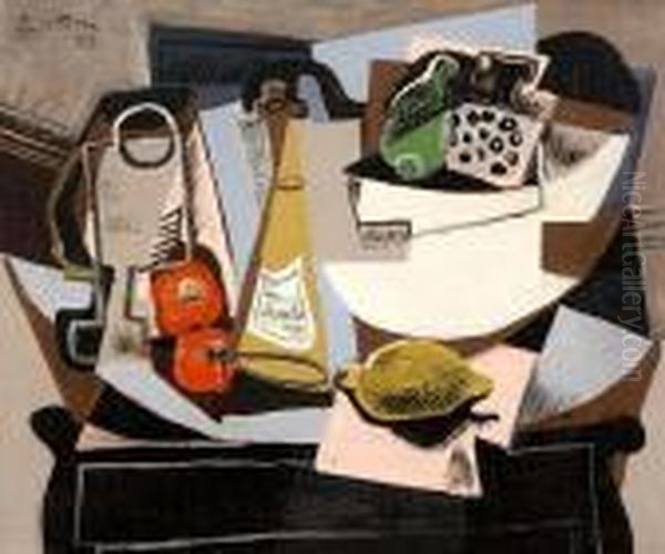 Still Life With A Lemon Oil Painting by Emil Filla