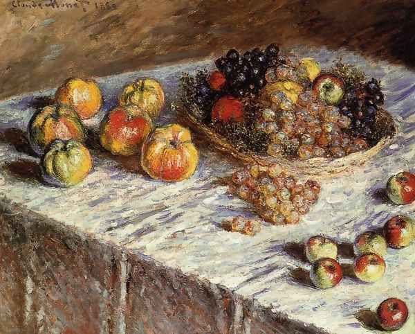 Still Life Apples And Grapes Oil Painting by Claude Oscar Monet