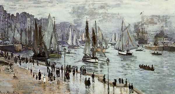 Fishing Boats Leaving The Port Of Le Havre Oil Painting by Claude Oscar Monet