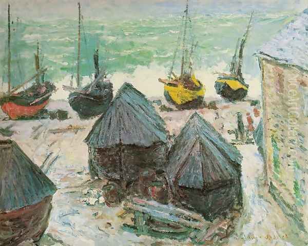 Boats in Winter Quarters, Etretat Oil Painting by Claude Oscar Monet