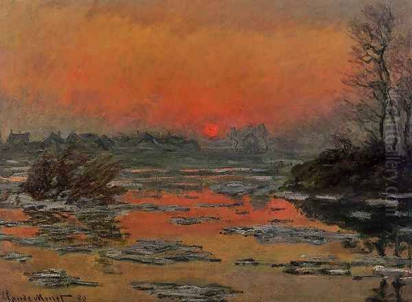 Sunset On The Seine In Winter Oil Painting by Claude Oscar Monet