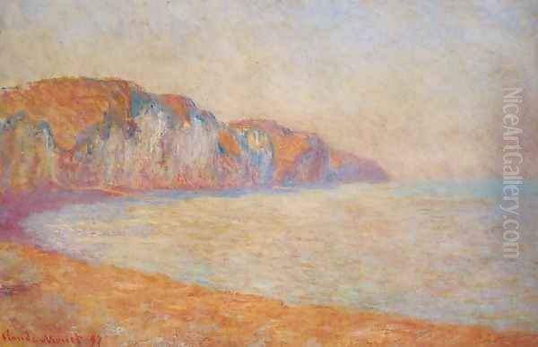 Cliff At Pourville In The Morning Oil Painting by Claude Oscar Monet