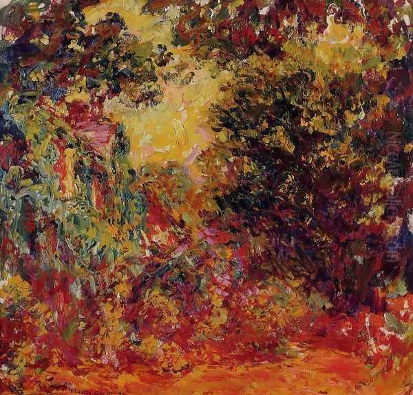 The Artists House Seen From The Rose Garden Oil Painting by Claude Oscar Monet