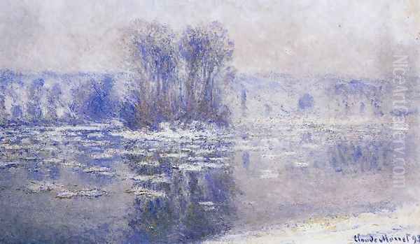 Floes At Bennecourt Oil Painting by Claude Oscar Monet