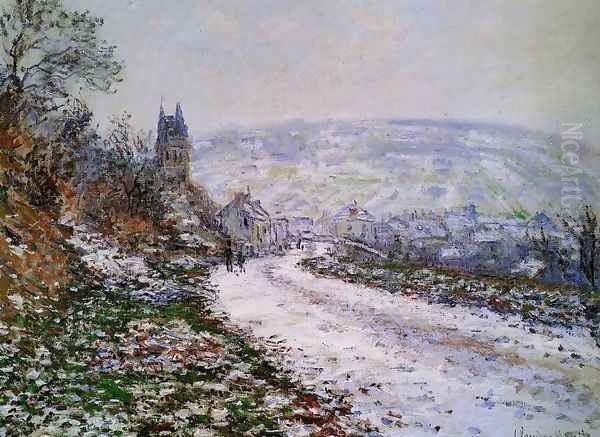 Entering The Village Of Vetheuil In Winter Oil Painting by Claude Oscar Monet