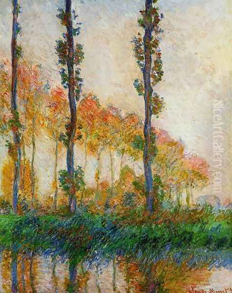 Three Trees In Autumn Oil Painting by Claude Oscar Monet